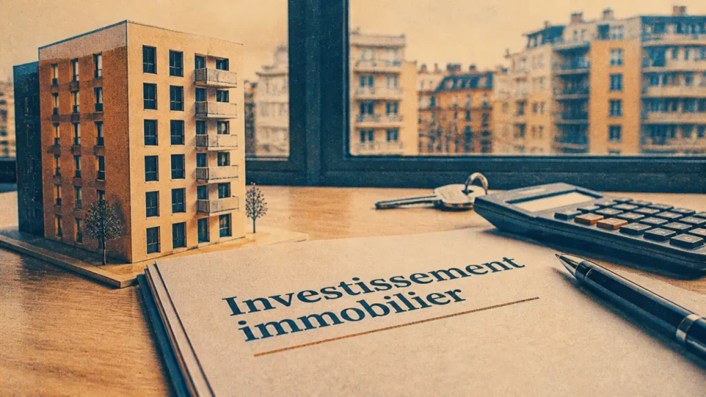 Pourquoi investir dans l immobilier : maquette immeuble et dossier investissement immobilier
