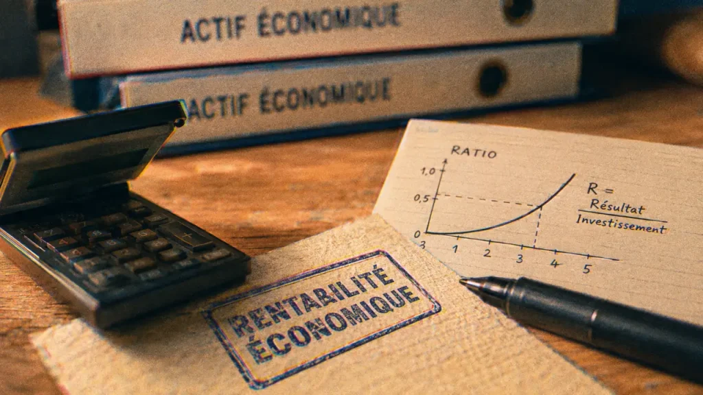 Rentabilité économique : calcul sur un graphique et un papier en-tête